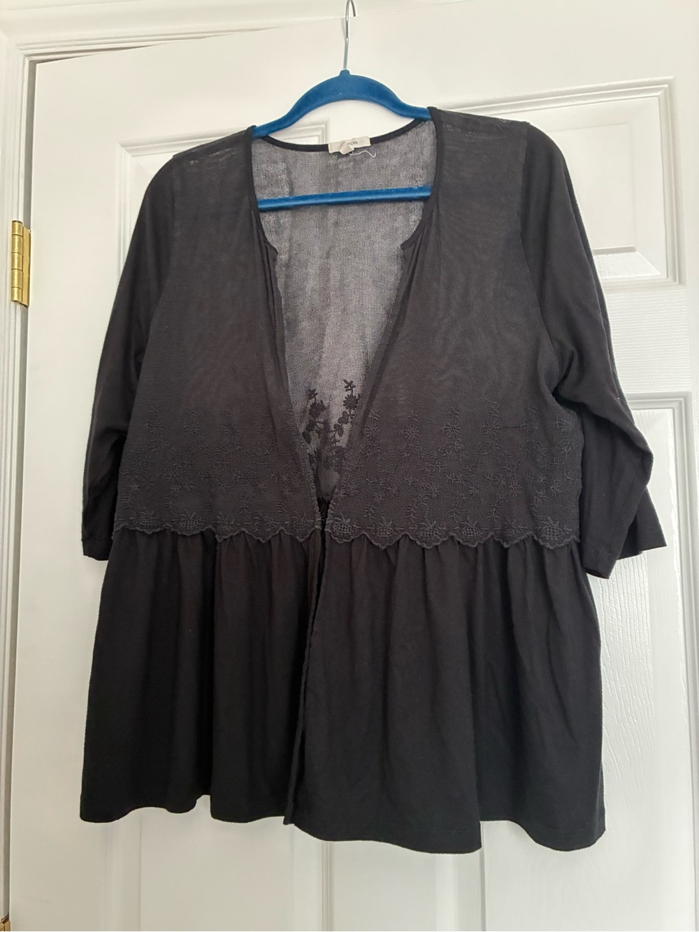 Maurices Black Lace-Trim Open Front Tunic